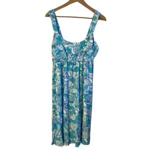Fresh Produce Dress Floral Tropical Hawaiian Sleeveless Cotton Midi XL USA Made